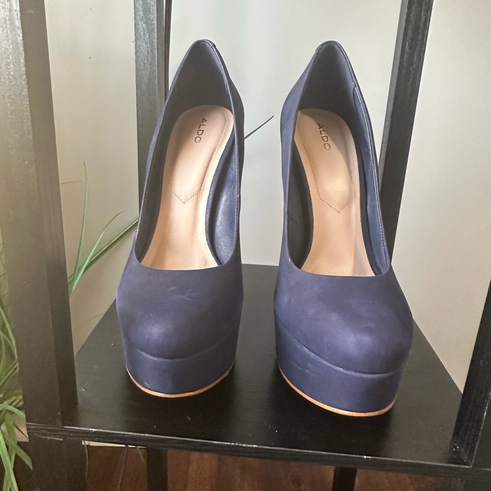 Step into Elegance: Stunning Blue Suede Heels from Aldo Await You!